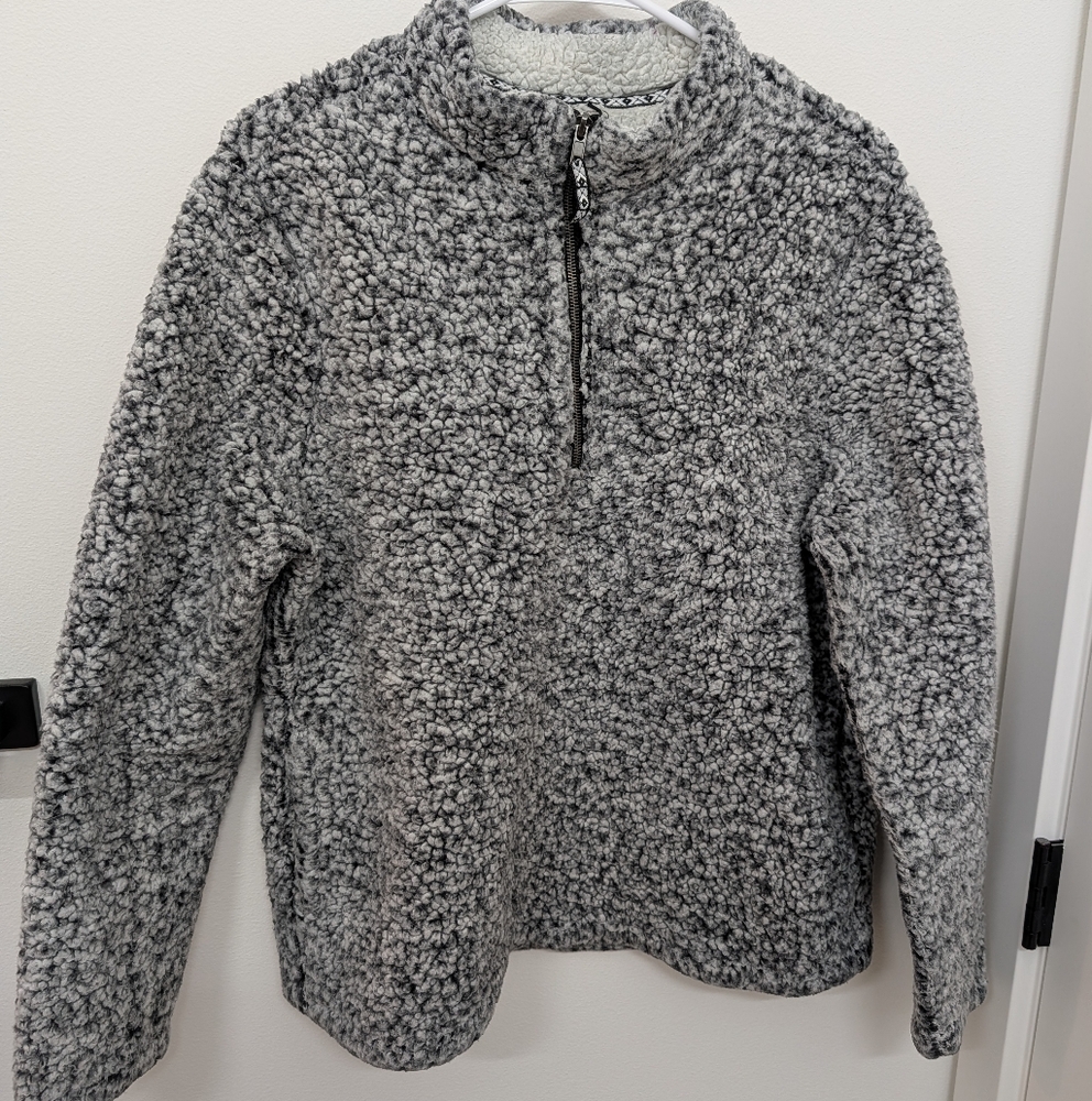 Cozy Gray Sherpa Pullover